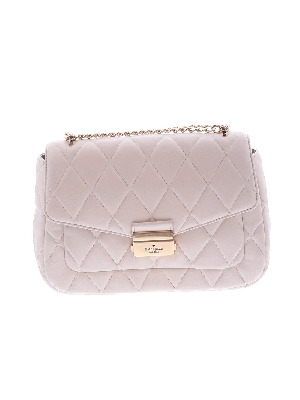 kate spade Quilted Cream Shoulder Bag with Gold Chain